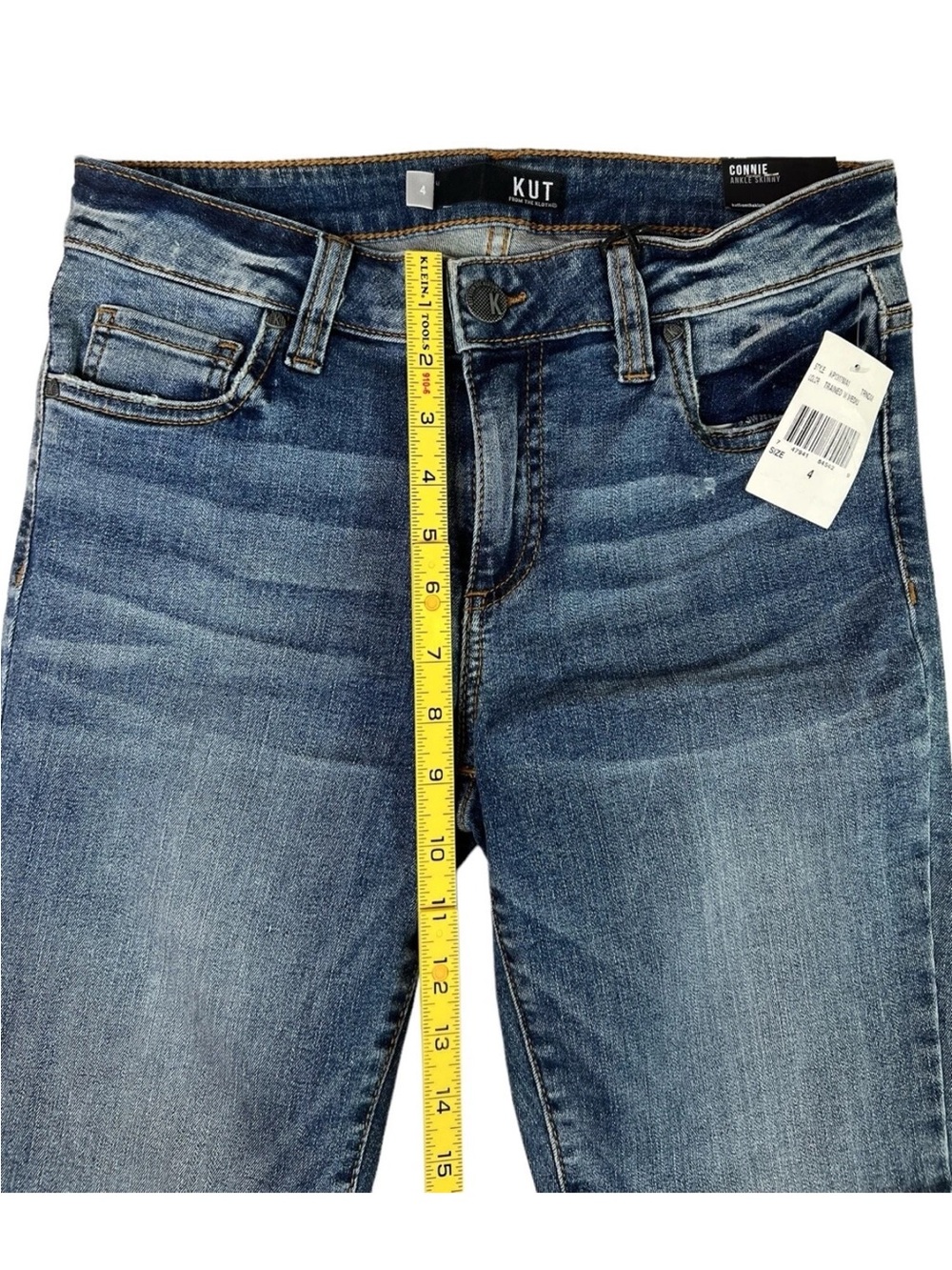 Women's KUT Connie Ankle Skinny Zip Fly Jeans Raw Hem Stretch Size 4 Blue - Picture 11 of 12